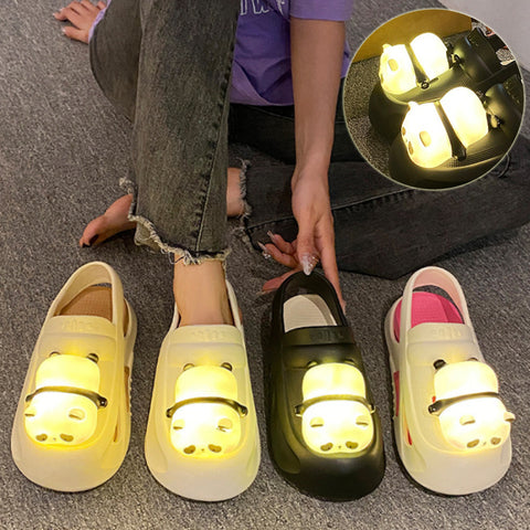 2024 Cute Slipper With Panda Lamp Summer Sandales Femme Light Funny Woman Slippers Shoes Women