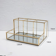 Glass Makeup Organizer Bathroom Cosmetic Organizer With Golden