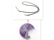 Cross-Border New Handmade Necklace Jewelry Moon Natural Crystal Stone Tree Of Life Jewelry Pendant Necklace Accessories Alien Treasure Shop