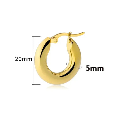 304#Stainless Steel Smooth Ear Buckle Round Thick Hoops Earrings for Women Piercing Earings Gift Fashion Jewelry 20/25/30mm