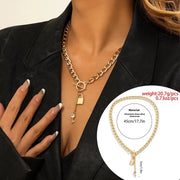 Thick Chain With Shiny Lock And Key Pendant Necklace For Women Trendy Ladies Accessories On The Neck Fashion Jewelry Female - Alien Treasure Shop