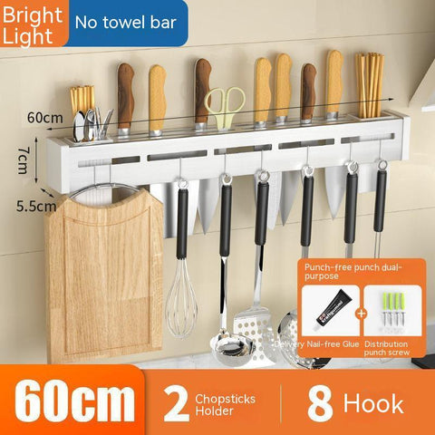 Kitchen Stainless Steel Knife Holder Punch-free Chopstick Canister Storage Hook Rack